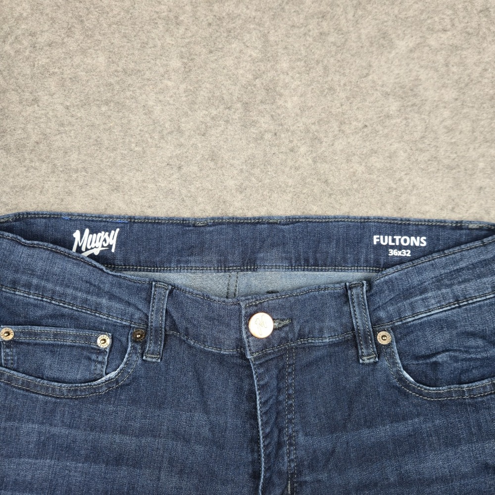 Mugsy Fultons Men's 36x32 Dark Wash Blue Jeans Straight Leg FLX3NFU Stretch - Picture 2 of 10